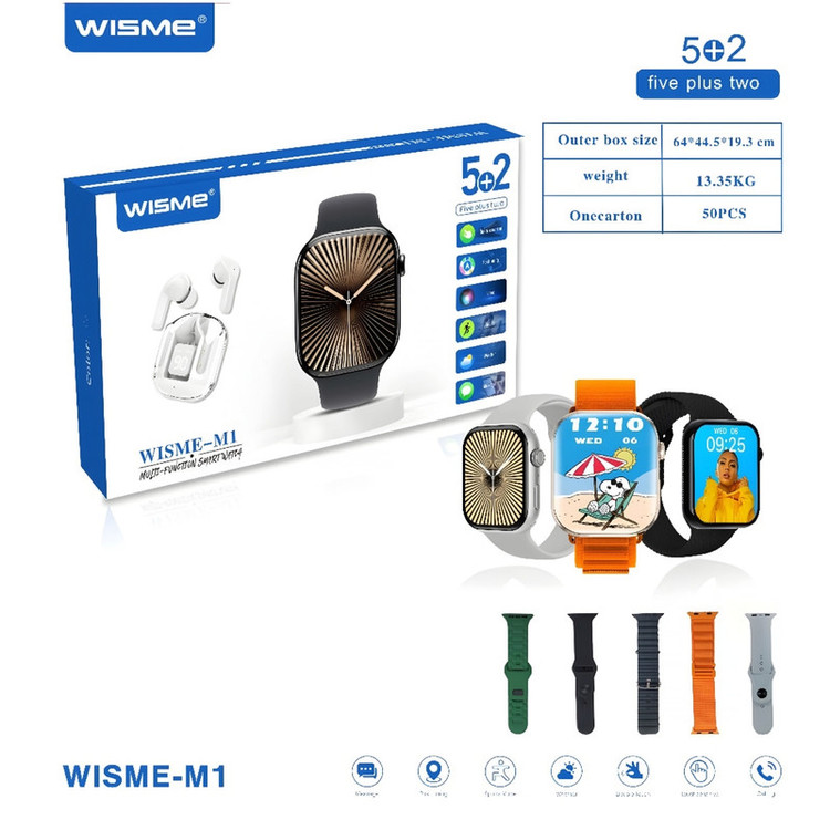 ساعت هوشمند ویسمی مدل WISME-M1 با بند سیلیکونی+ایرپاد