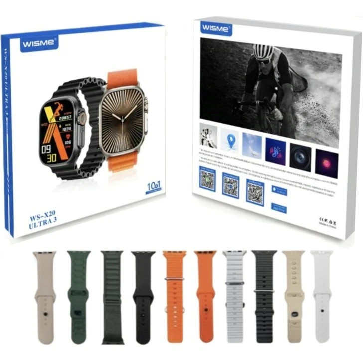 ساعت هوشمند ویسمی مدل WS-X20 ULTRA 3 همراه با ۱۰ بند شیک و جذاب