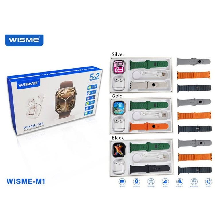 ساعت هوشمند ویسمی مدل WISME-M1 با بند سیلیکونی+ایرپاد