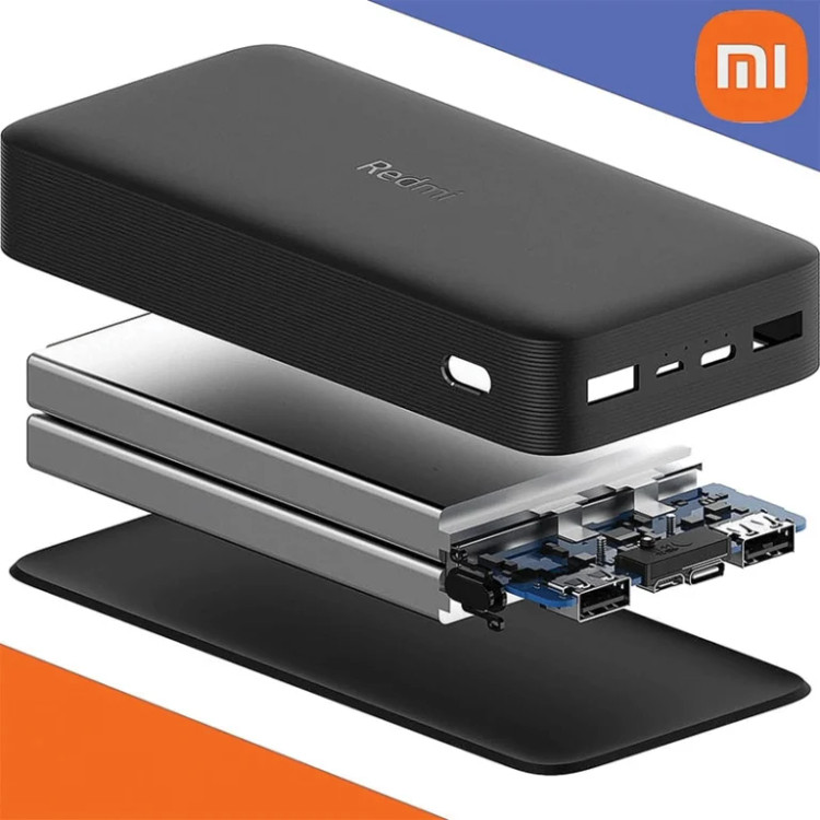 پاوربانک شیائومی اورجینال Redme PB200LZM ظرفیت ۲۰هزار +آداپتور اورجینال هدیه رایگان+6 ماه گارانتی شرکتی