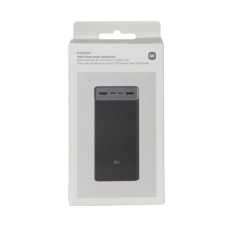 پاوربانک شیائومی نسخه گلوبال اصل مدل Mi PB3018ZM ظرفیت 30000 میلی آمپر +(رنگ مشکی کبریتی)+ شش ماه گارانتی شرکتی
